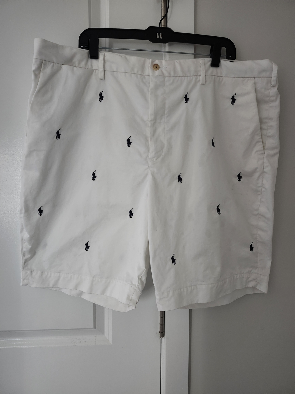 Ralph Lauren White Shorts with Navy Polo Embroidery